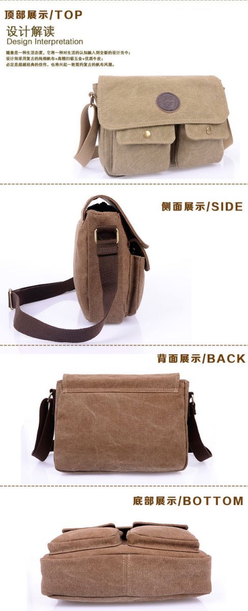 Dxyizu Tas Selempang Messenger Bag Bahan Canvas 1008 Brown